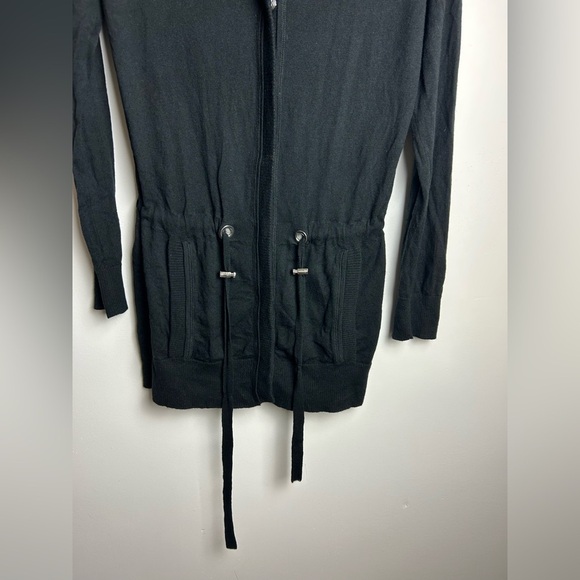 VTG Y2K Banana Republic Black Wool Hooded Cardigan Jacket Sz S Street wear - Picture 3 of 13
